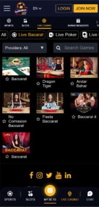 casino betting live bacarrat